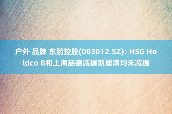 户外 品牌 东鹏控股(003012.SZ): HSG Holdco B和上海喆德减握期届满均未减握