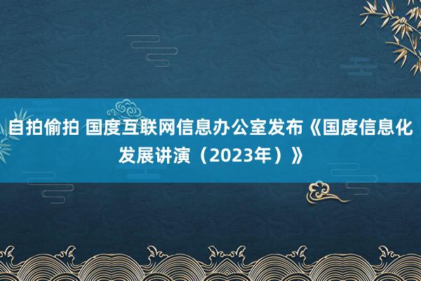 自拍偷拍 国度互联网信息办公室发布《国度信息化发展讲演（2023年）》