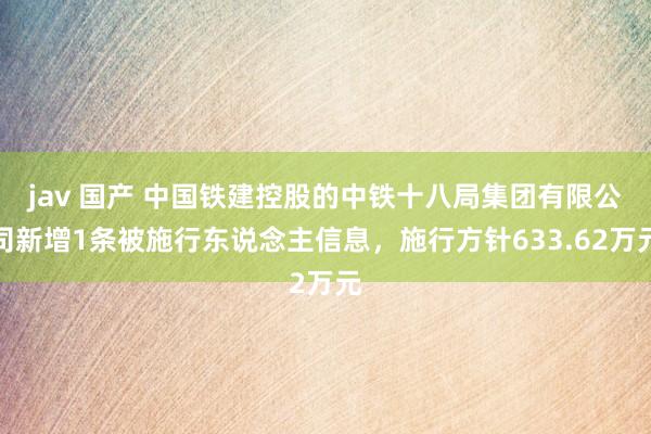 jav 国产 中国铁建控股的中铁十八局集团有限公司新增1条被施行东说念主信息，施行方针633.62万元