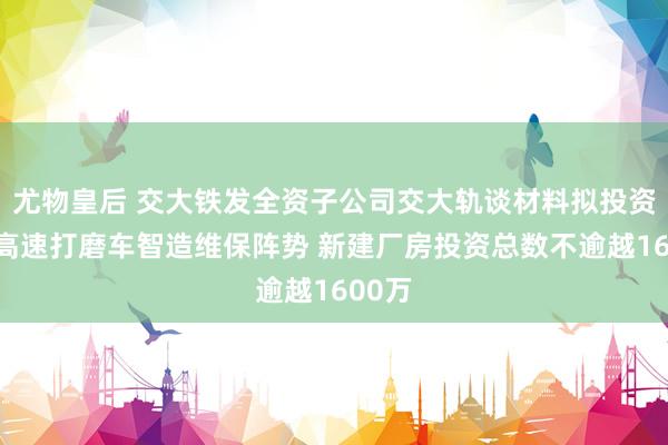 尤物皇后 交大铁发全资子公司交大轨谈材料拟投资新建高速打磨车智造维保阵势 新建厂房投资总数不逾越1600万