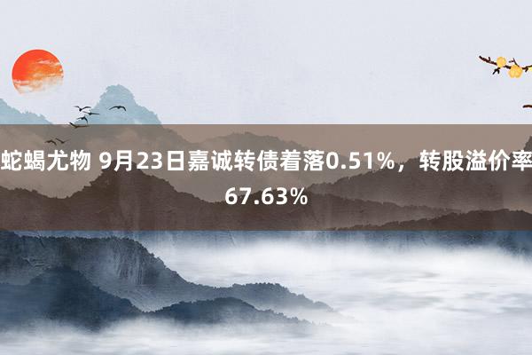 蛇蝎尤物 9月23日嘉诚转债着落0.51%，转股溢价率67.63%