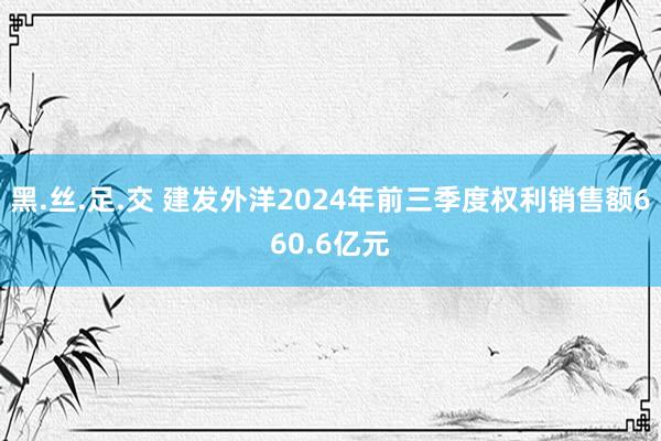 黑.丝.足.交 建发外洋2024年前三季度权利销售额660.6亿元