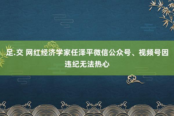 足.交 网红经济学家任泽平微信公众号、视频号因违纪无法热心