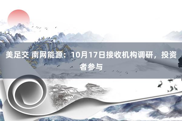 美足交 南网能源：10月17日接收机构调研，投资者参与