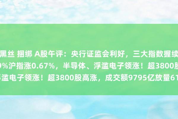 黑丝 捆绑 A股午评：央行证监会利好，三大指数握续走高！创业板指涨3.29%沪指涨0.67%，半导体、浮滥电子领涨！超3800股高涨，成交额9795亿放量617亿