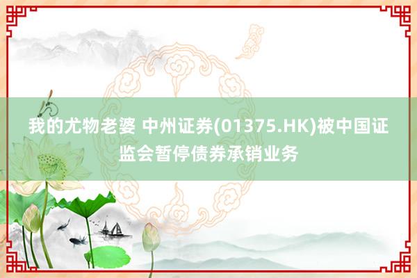 我的尤物老婆 中州证券(01375.HK)被中国证监会暂停债券承销业务