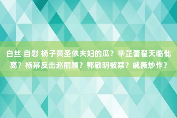 白丝 自慰 杨子黄圣依夫妇的瓜？辛芷蕾翟天临仳离？杨幂反击赵丽颖？郭敬明被禁？戚薇炒作？