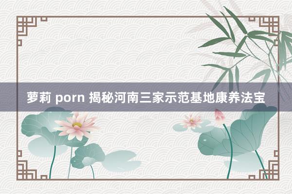 萝莉 porn 揭秘河南三家示范基地康养法宝