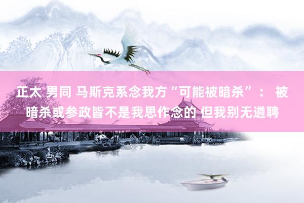 正太 男同 马斯克系念我方“可能被暗杀” ： 被暗杀或参政皆不是我思作念的 但我别无遴聘