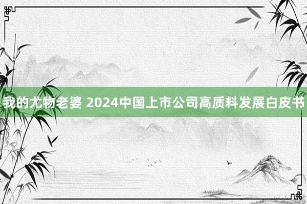 我的尤物老婆 2024中国上市公司高质料发展白皮书