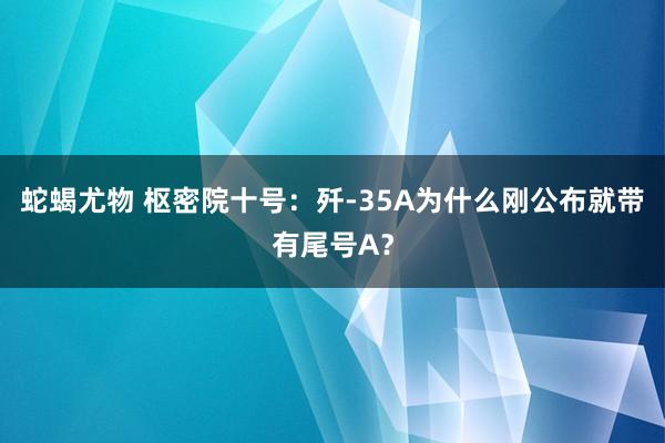 蛇蝎尤物 枢密院十号：歼-35A为什么刚公布就带有尾号A？