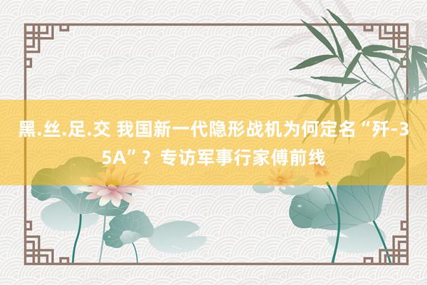 黑.丝.足.交 我国新一代隐形战机为何定名“歼-35A”？专访军事行家傅前线