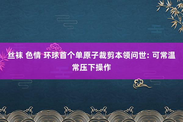 丝袜 色情 环球首个单原子裁剪本领问世: 可常温常压下操作