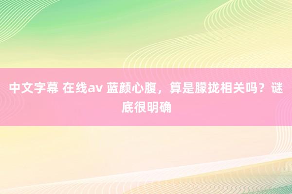 中文字幕 在线av 蓝颜心腹，算是朦拢相关吗？谜底很明确