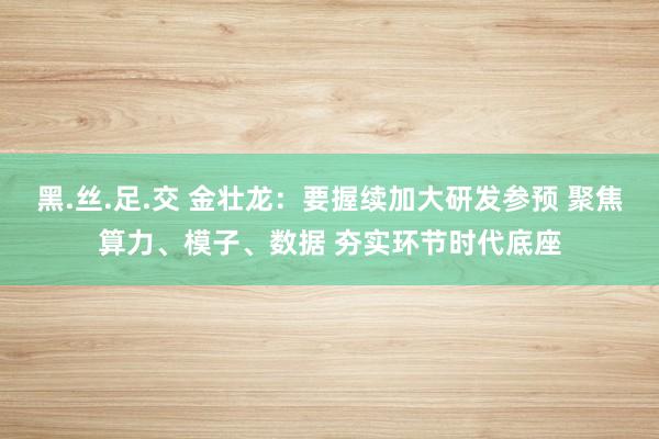 黑.丝.足.交 金壮龙：要握续加大研发参预 聚焦算力、模子、数据 夯实环节时代底座