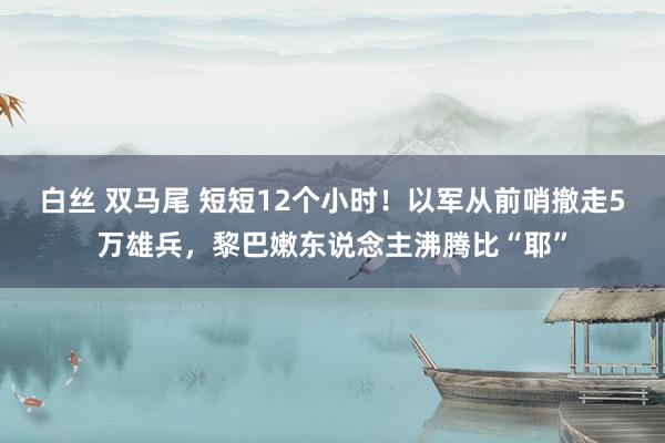 白丝 双马尾 短短12个小时！以军从前哨撤走5万雄兵，黎巴嫩东说念主沸腾比“耶”