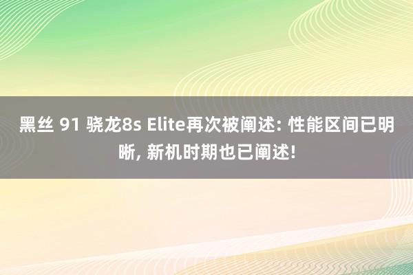 黑丝 91 骁龙8s Elite再次被阐述: 性能区间已明晰， 新机时期也已阐述!