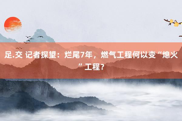 足.交 记者探望：烂尾7年，燃气工程何以变“熄火”工程？