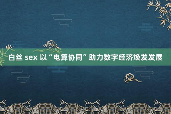 白丝 sex 以“电算协同”助力数字经济焕发发展