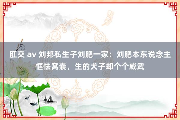 肛交 av 刘邦私生子刘肥一家：刘肥本东说念主恇怯窝囊，生的犬子却个个威武