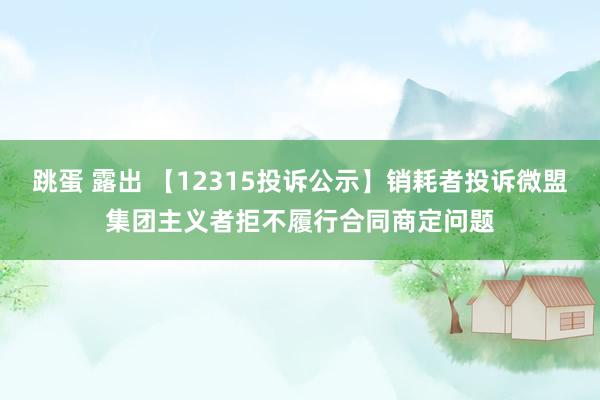 跳蛋 露出 【12315投诉公示】销耗者投诉微盟集团主义者拒不履行合同商定问题