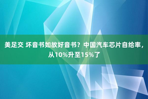 美足交 坏音书如故好音书？中国汽车芯片自给率，从10%升至15%了