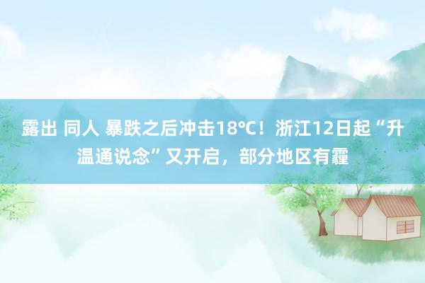 露出 同人 暴跌之后冲击18℃！浙江12日起“升温通说念”又开启，部分地区有霾