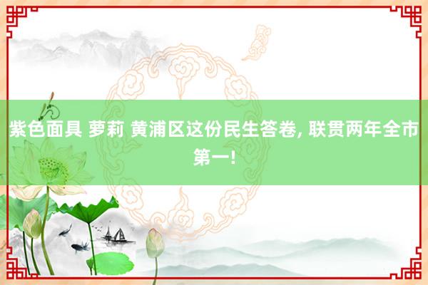 紫色面具 萝莉 黄浦区这份民生答卷， 联贯两年全市第一!