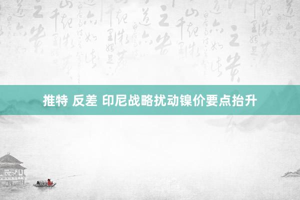 推特 反差 印尼战略扰动镍价要点抬升