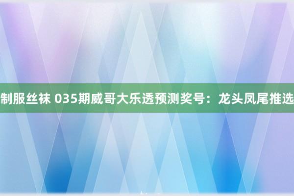 制服丝袜 035期威哥大乐透预测奖号：龙头凤尾推选