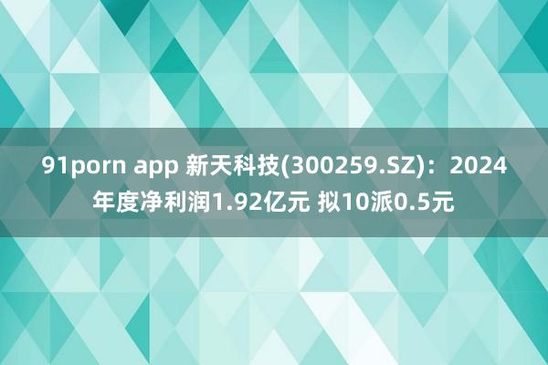 91porn app 新天科技(300259.SZ)：2024年度净利润1.92亿元 拟10派0.5元
